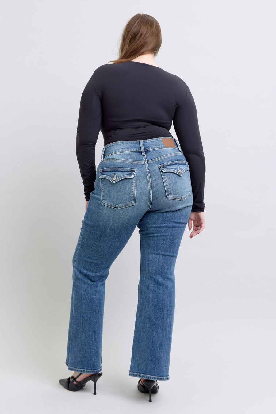 Halftime Show | High Waist Two Button Flare Jeans with Tint (Judy Blue Style 82630)