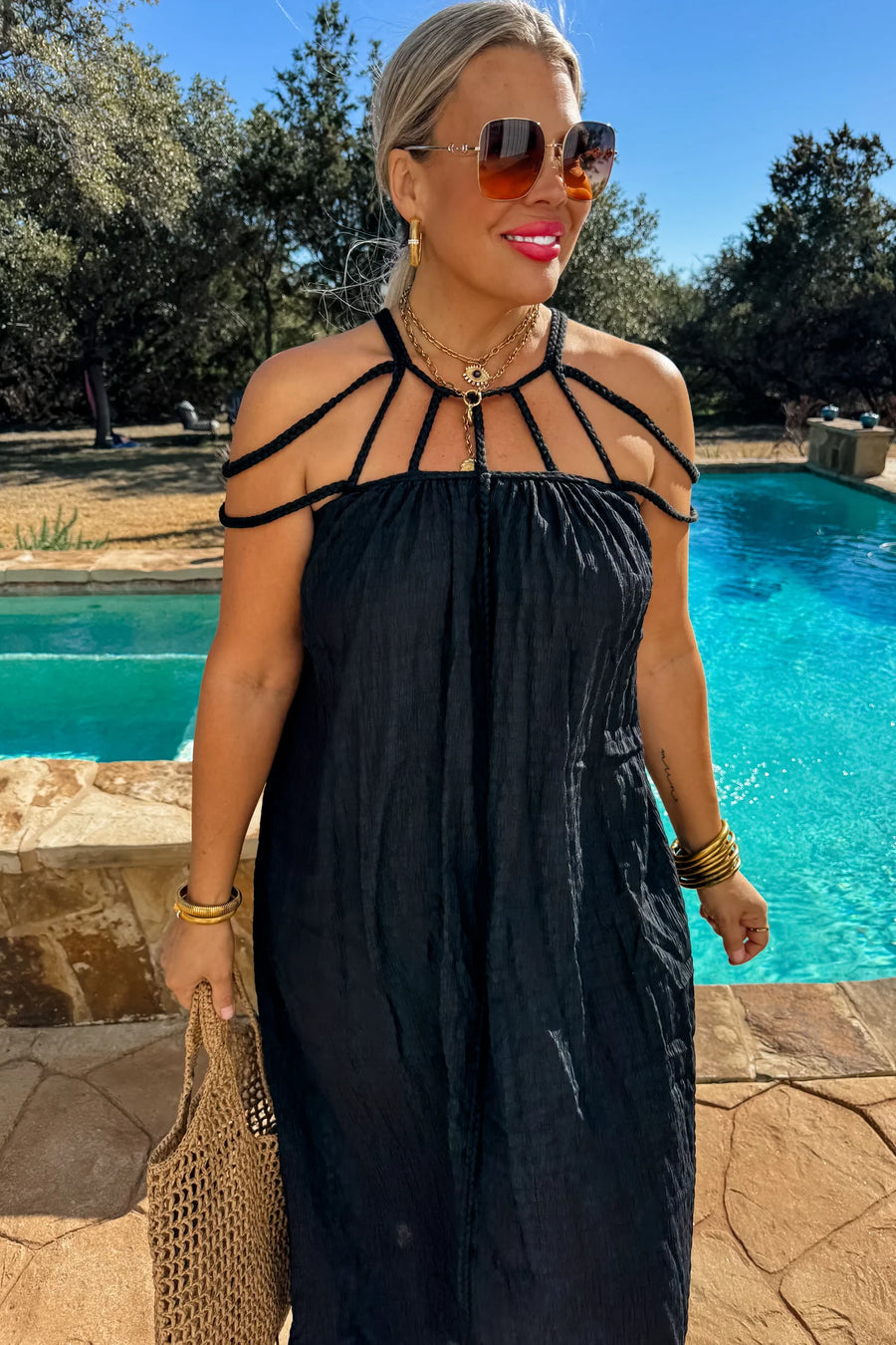 Ciao Bella | Strappy Cover Up Dress | Black