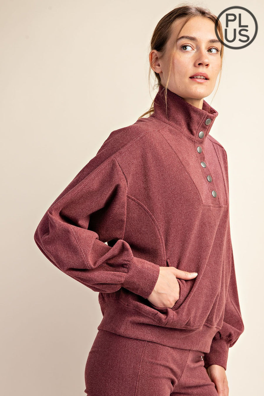 Lenore | Long Sleeve Button Down Top | Wine