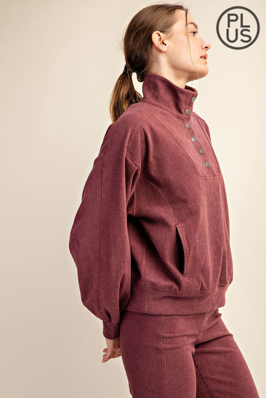 Lenore | Long Sleeve Button Down Top | Wine