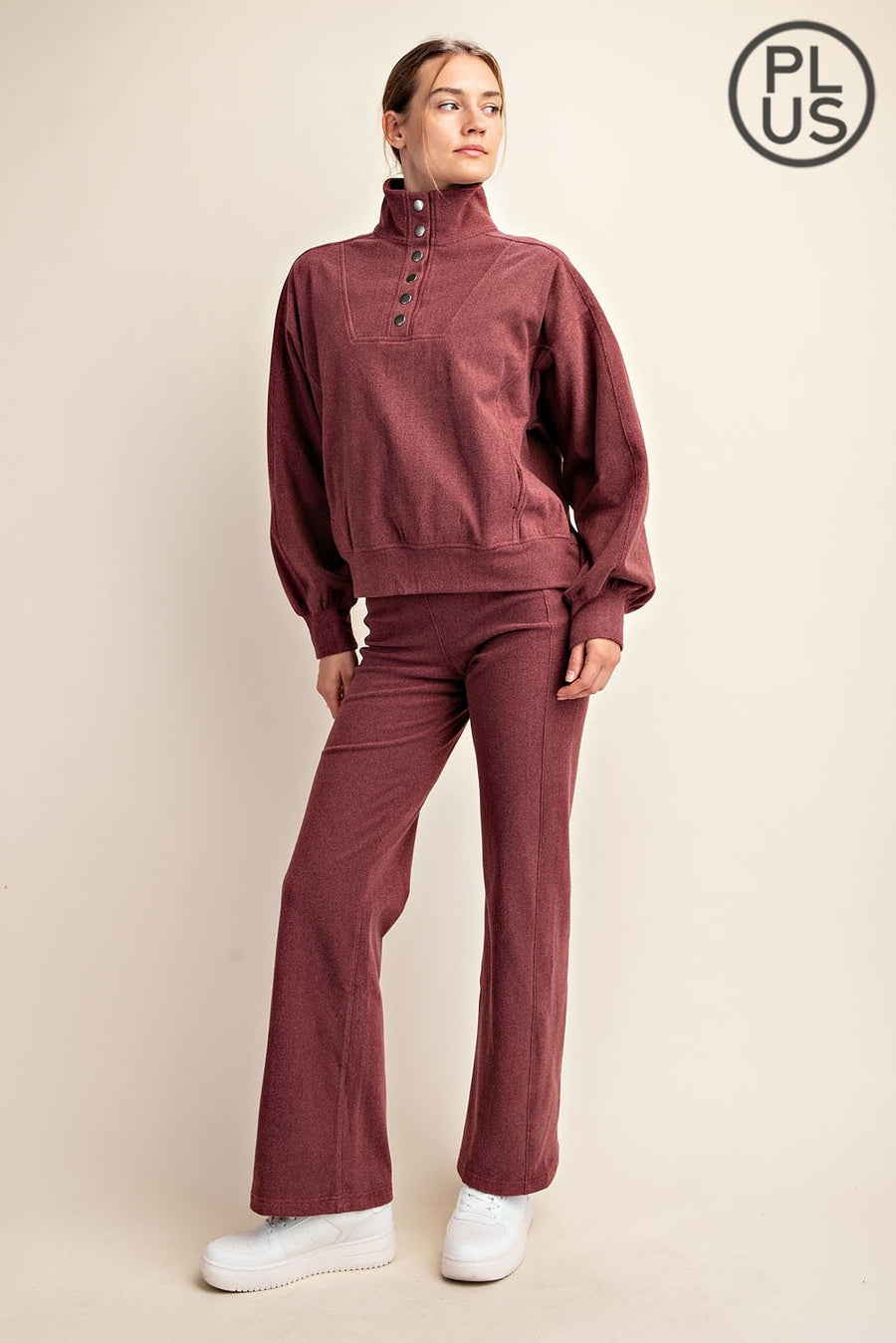 Lenore | Long Sleeve Button Down Top | Wine