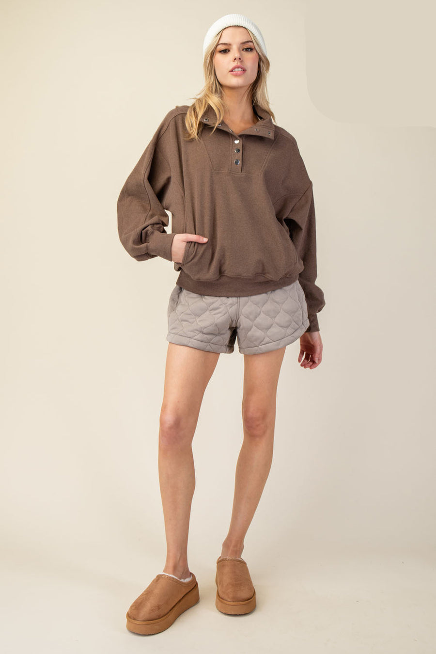 Lenore | Long Sleeve Button Down Top | Brown