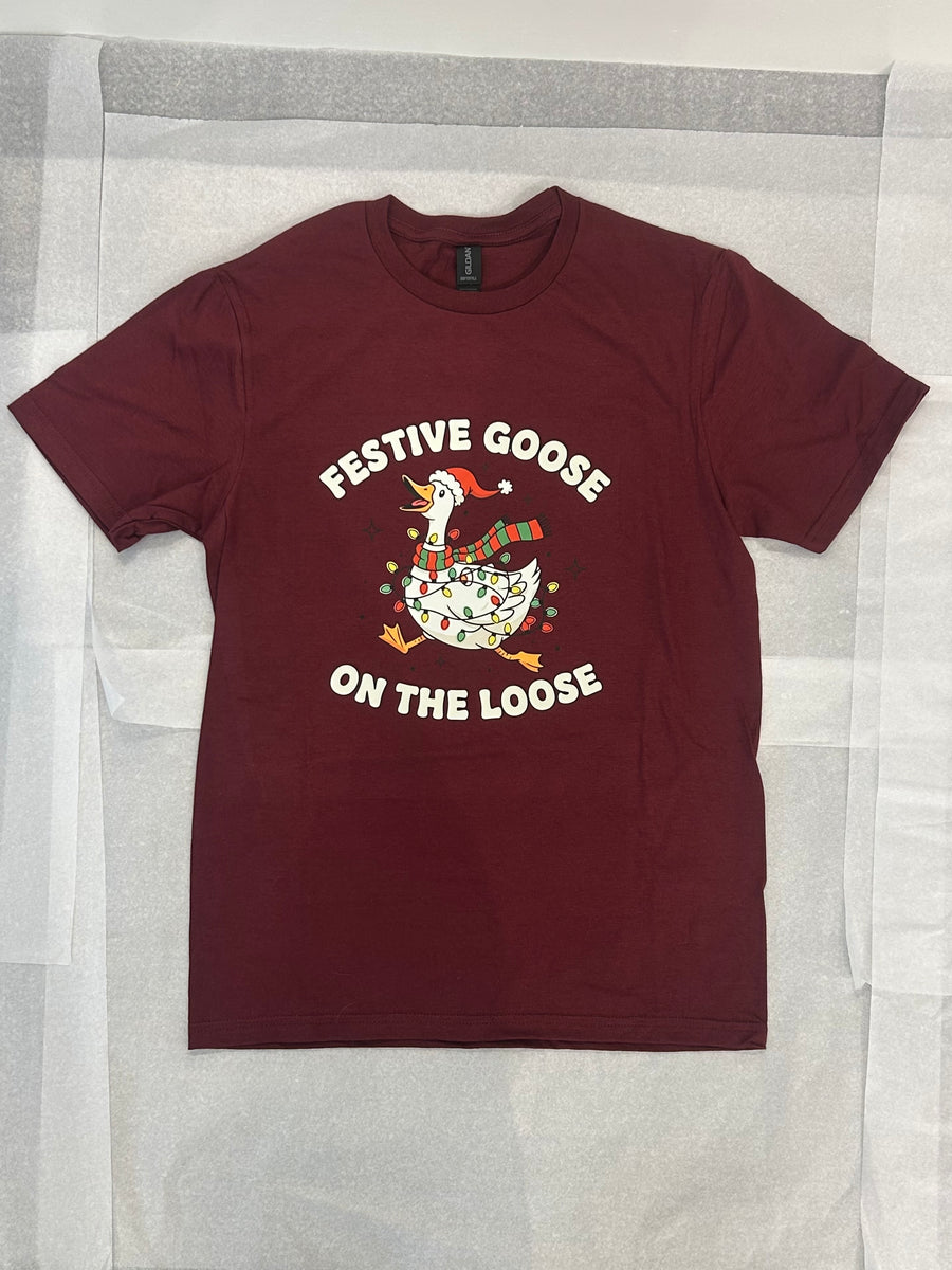 Festive Goose On The Loose | Graphic Tee (Youth + Adult Sizes)
