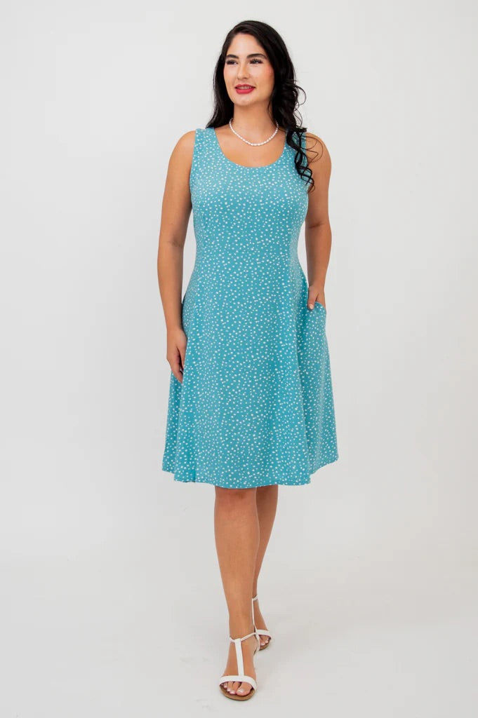 Sara Dress | Blue Polka