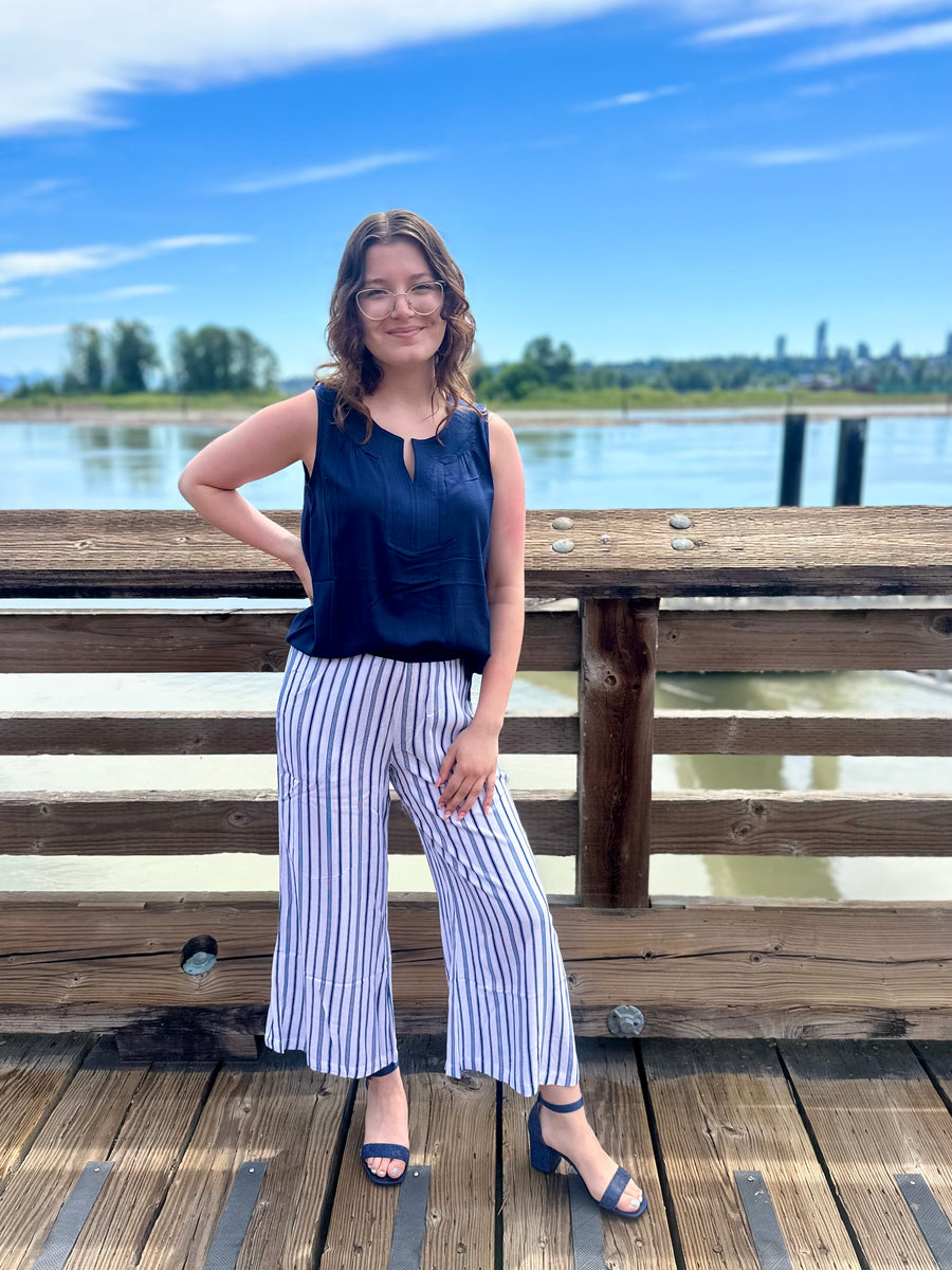Scarlette | Linen Bamboo Tank | Indigo