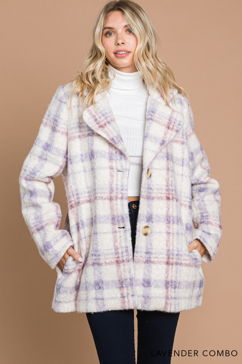 Chalet Escape | Brushed Plaid Tailored Jacket | Lavender Combo