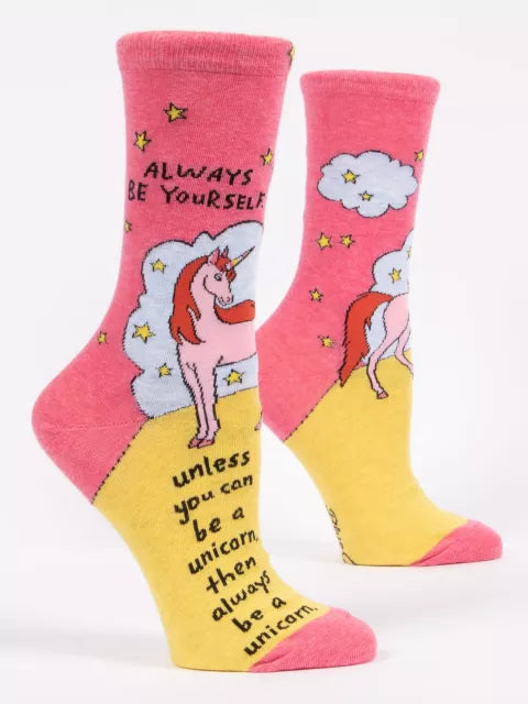 Always Be Yourself Unless You Can Be A Unicorn | Women's Crew Socks | Blue Q