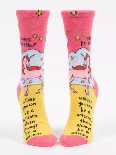 Always Be Yourself Unless You Can Be A Unicorn | Women's Crew Socks | Blue Q