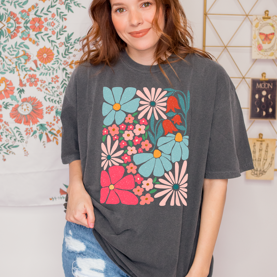 Distressed Abstract Blooms | Tee