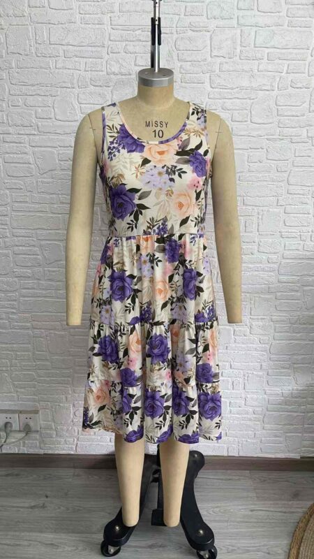 Alena Tiered Dress | Purple Floral