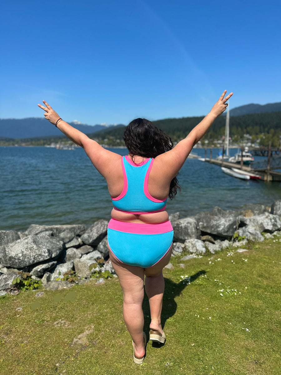 Bali Beach | Two Piece Swimsuit | Blue & Pink