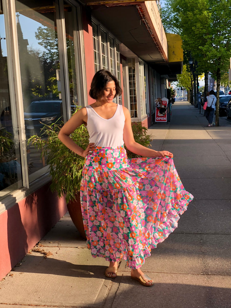 Amalfi Blooms | Swim Cover Up Skirt | Warm Flora