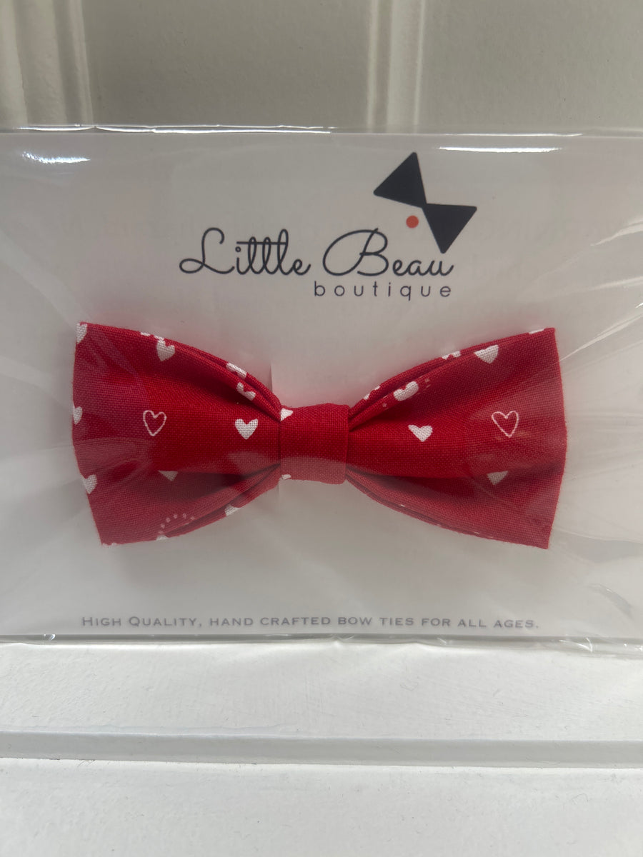 Mini Red Hollow and Solid Hearts Bow Tie | Little Beau Boutique