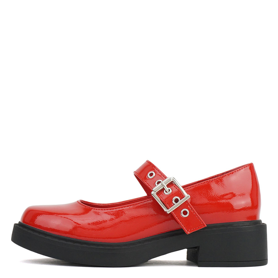 Bonito | Vegan Leather Mary Jane Shoes | Red Crinkle