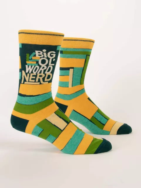 Big Ol' Word Nerd | Men's Crew Socks | Blue Q
