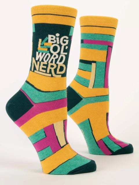 Big 'Ol Word Nerd | Women's Crew Socks | Blue Q