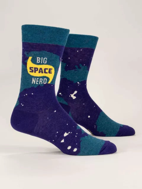 Big Space Nerd | Men's Crew Socks | Blue Q