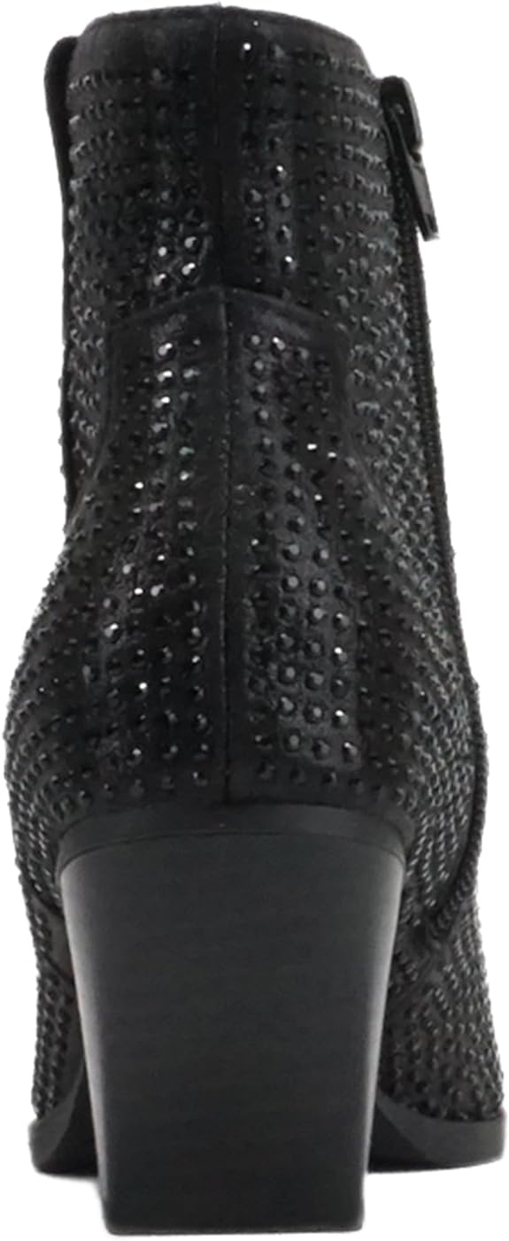 Rhinestone Cowgirl Ankle Boots | Black