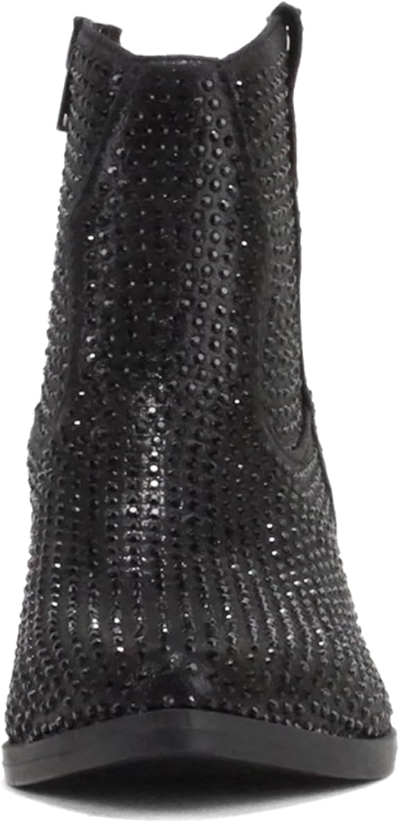 Rhinestone Cowgirl Ankle Boots | Black