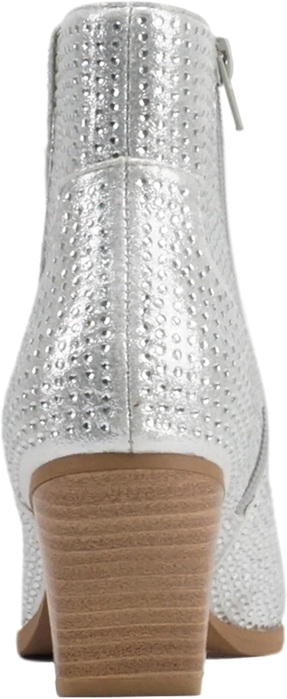Rhinestone Cowgirl Ankle Boots | Silver
