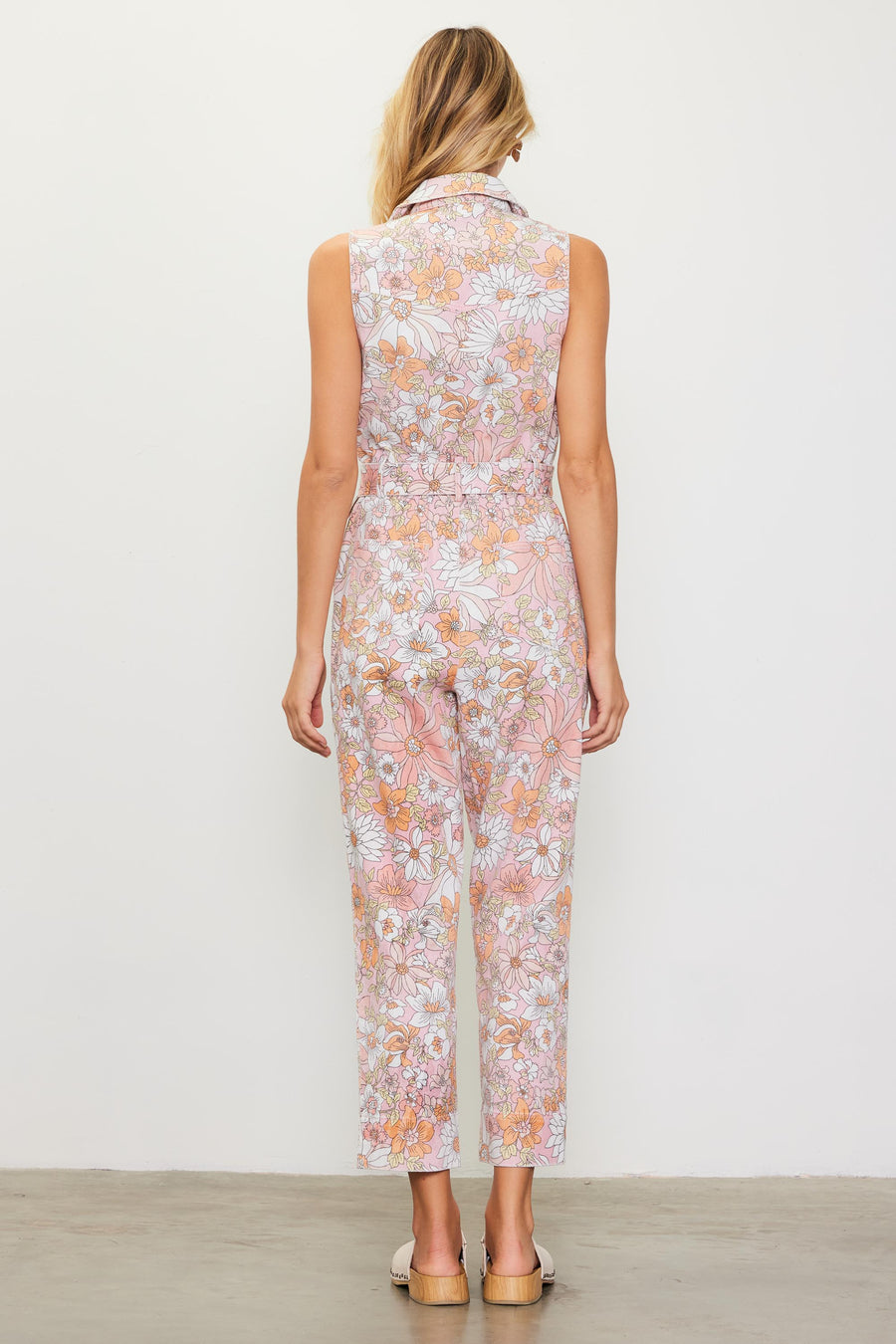 Barbara | Woven Twill Floral Zip-Up Jumpsuit