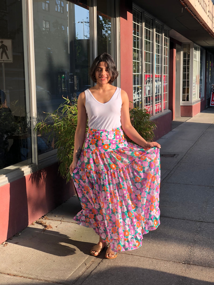 Amalfi Blooms | Swim Cover Up Skirt | Warm Flora