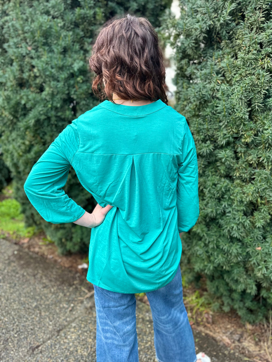 Lizzy | 3/4 Sleeve Top | Emerald