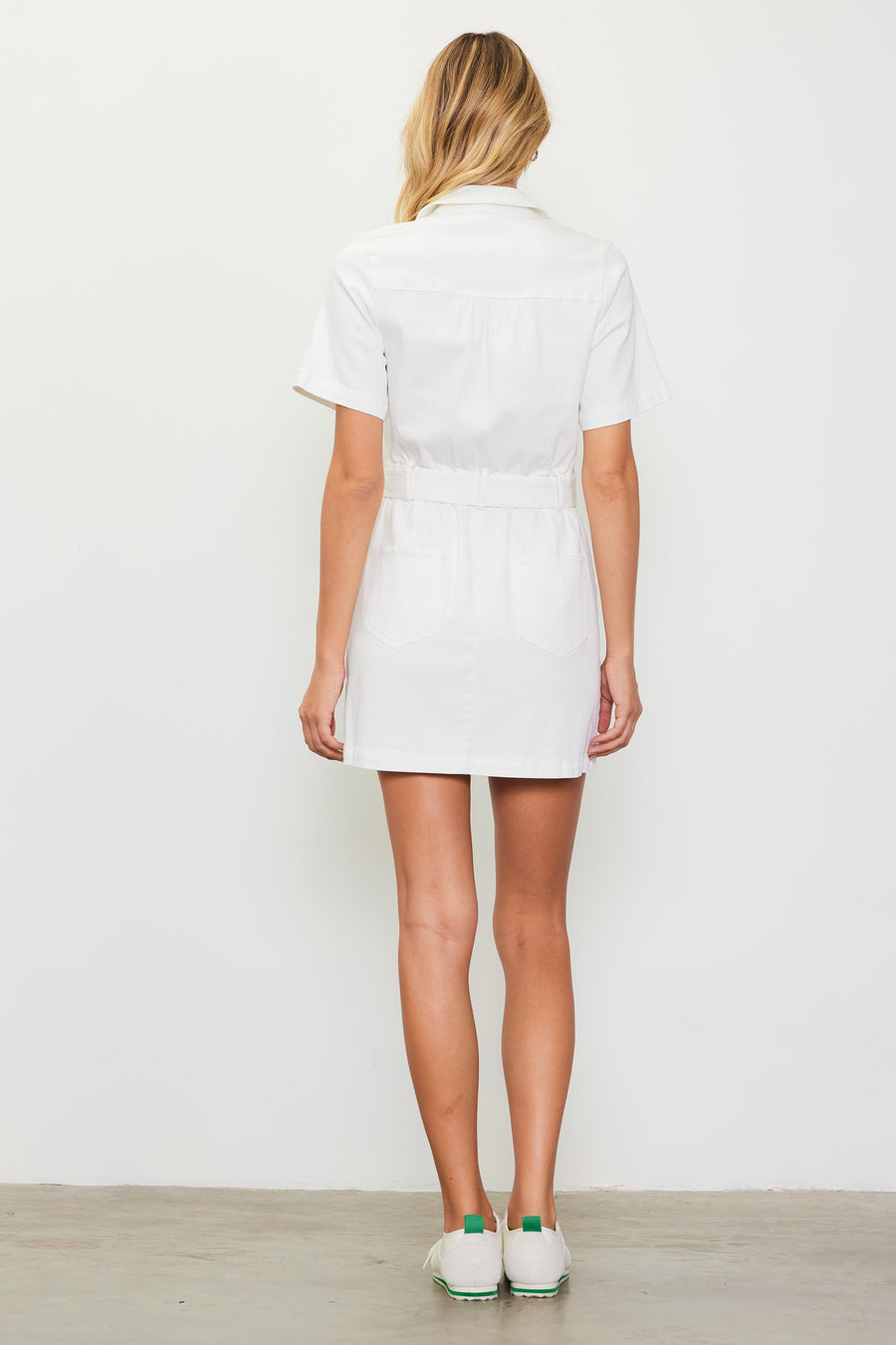 Margot | Front-Zip Utility Dress | White