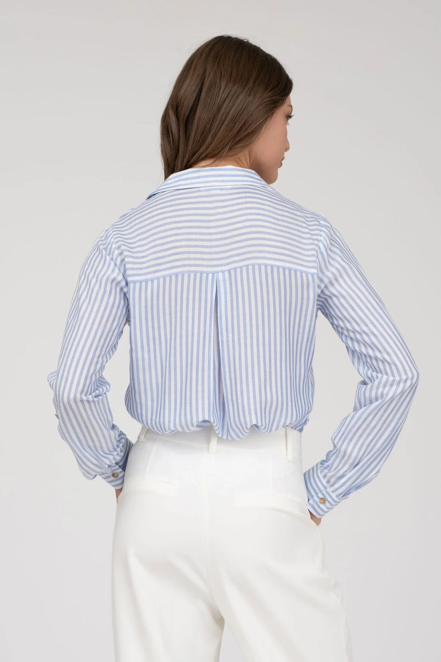 Cassidy | Striped Lightweight Woven Top | Blue