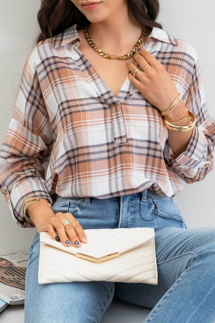 Persephone Plaid Top | Brown (Only Small and Medium left) *FINAL SALE*