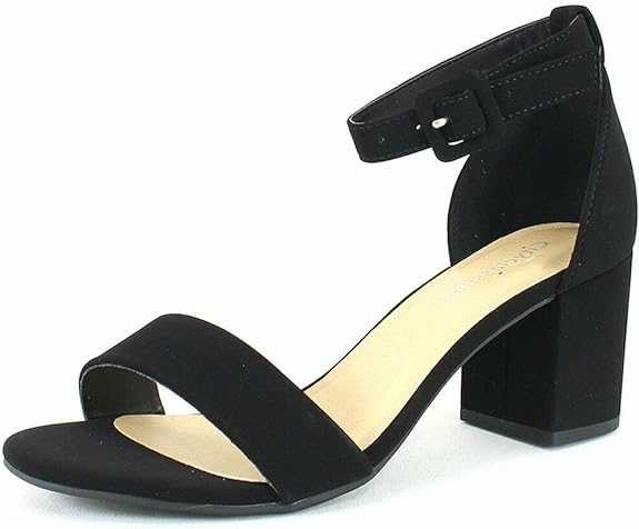 Cake | Open Toe Block Heel Sandal | Black