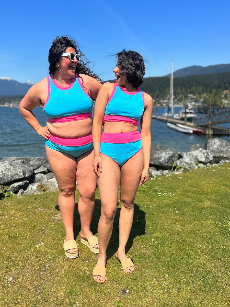 Bali Beach | Two Piece Swimsuit | Blue & Pink