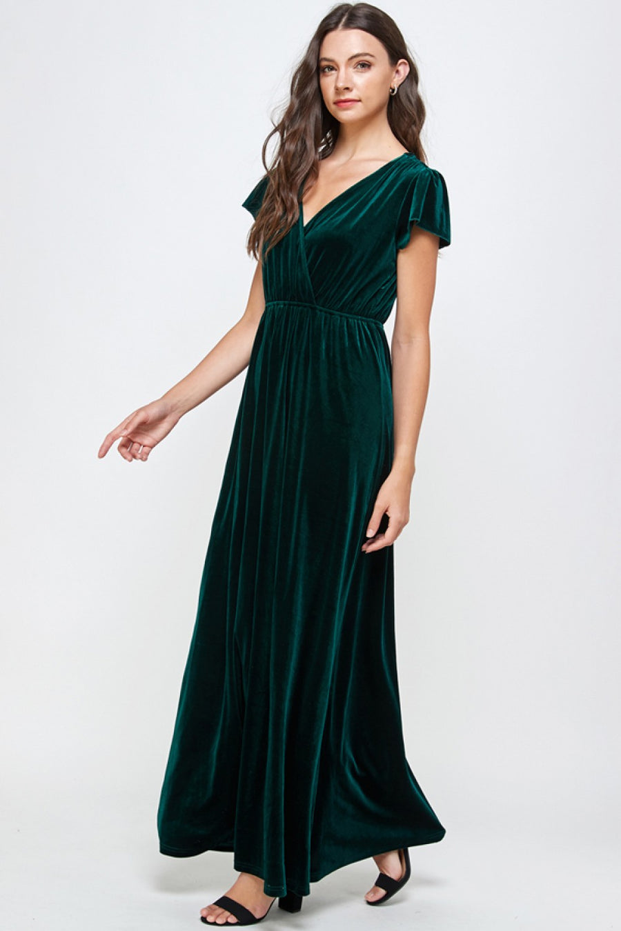 Renée | Velvet Maxi Dress | Forest Green