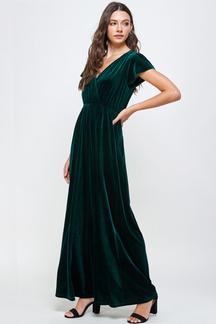 Renée | Velvet Maxi Dress | Forest Green