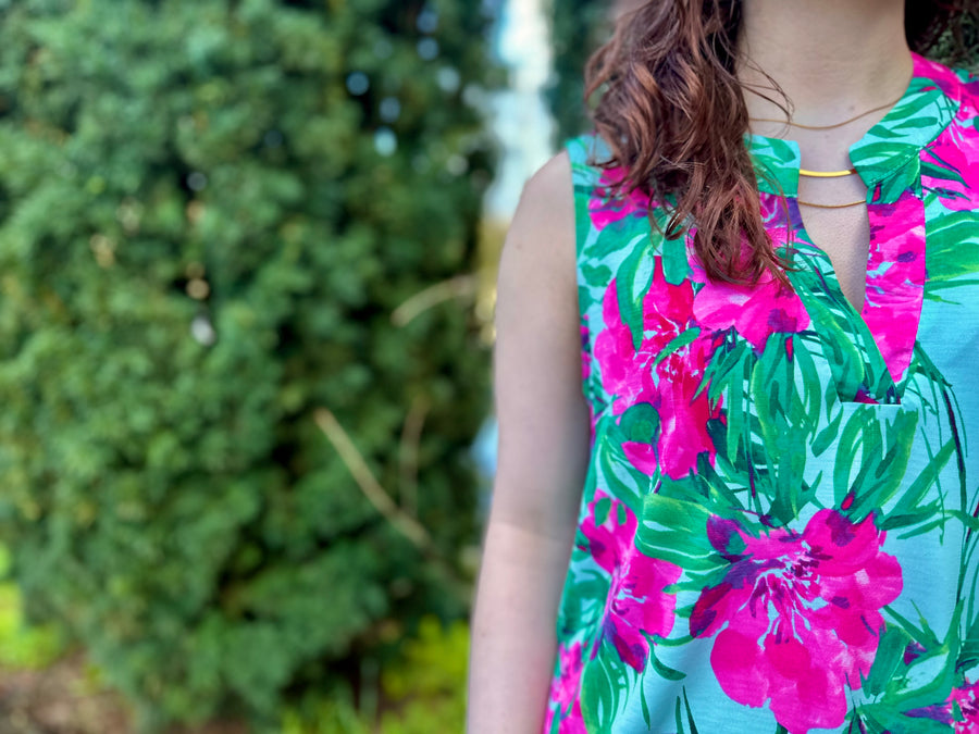 Lizzy | Tank Dress | Aqua Floral