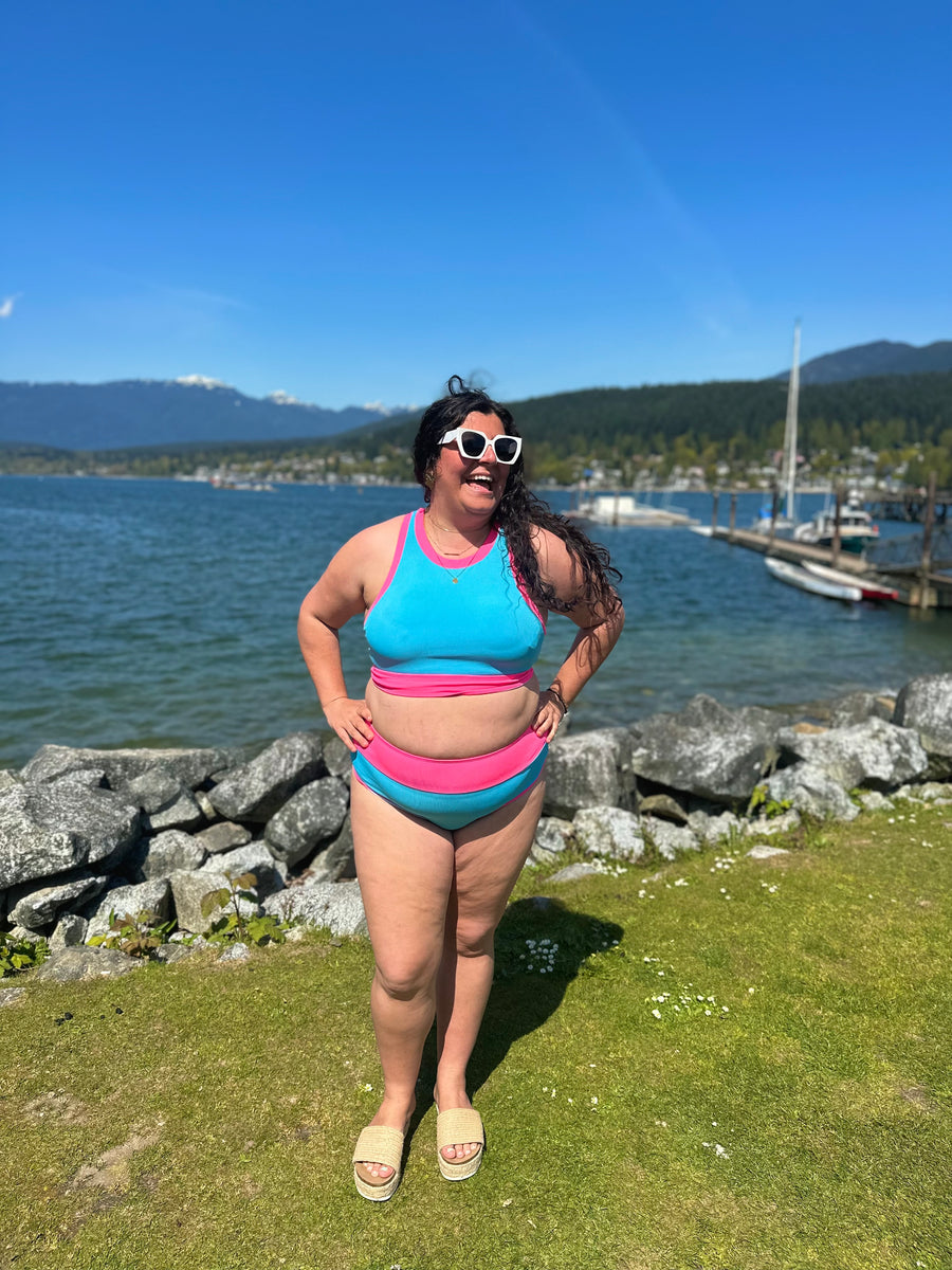 Bali Beach | Two Piece Swimsuit | Blue & Pink
