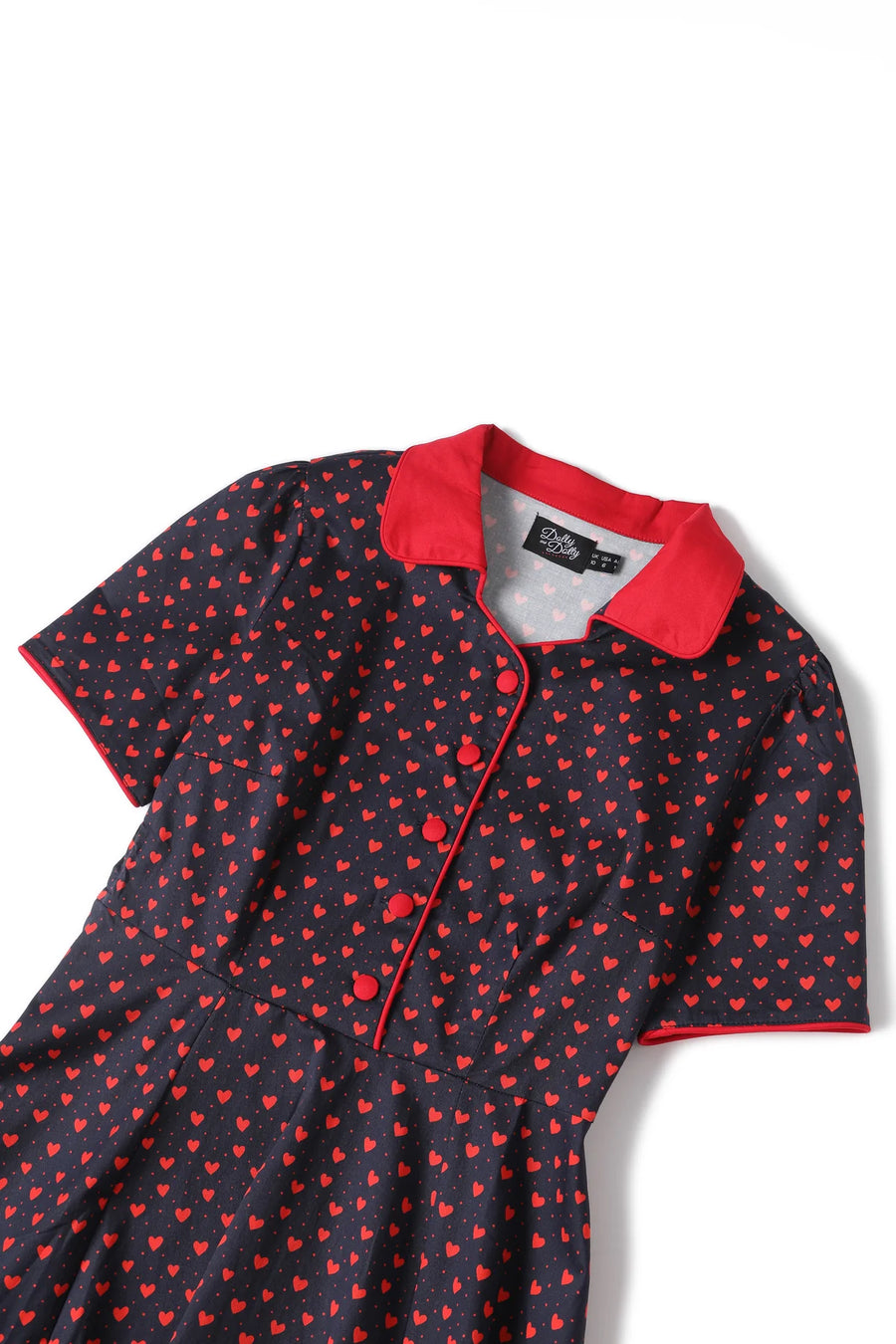 Penelope | Rockabilly Shirt Dress | Navy Blue With Hearts