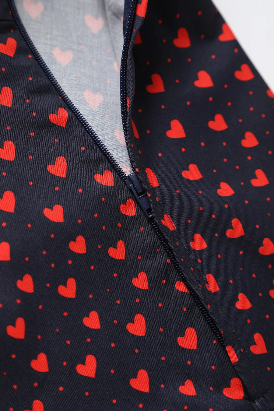 Penelope | Rockabilly Shirt Dress | Navy Blue With Hearts