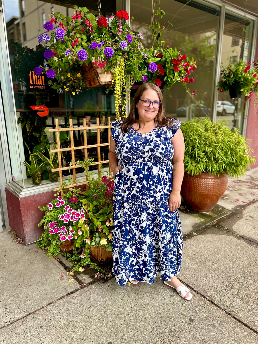 Serina Dress | Navy Floral
