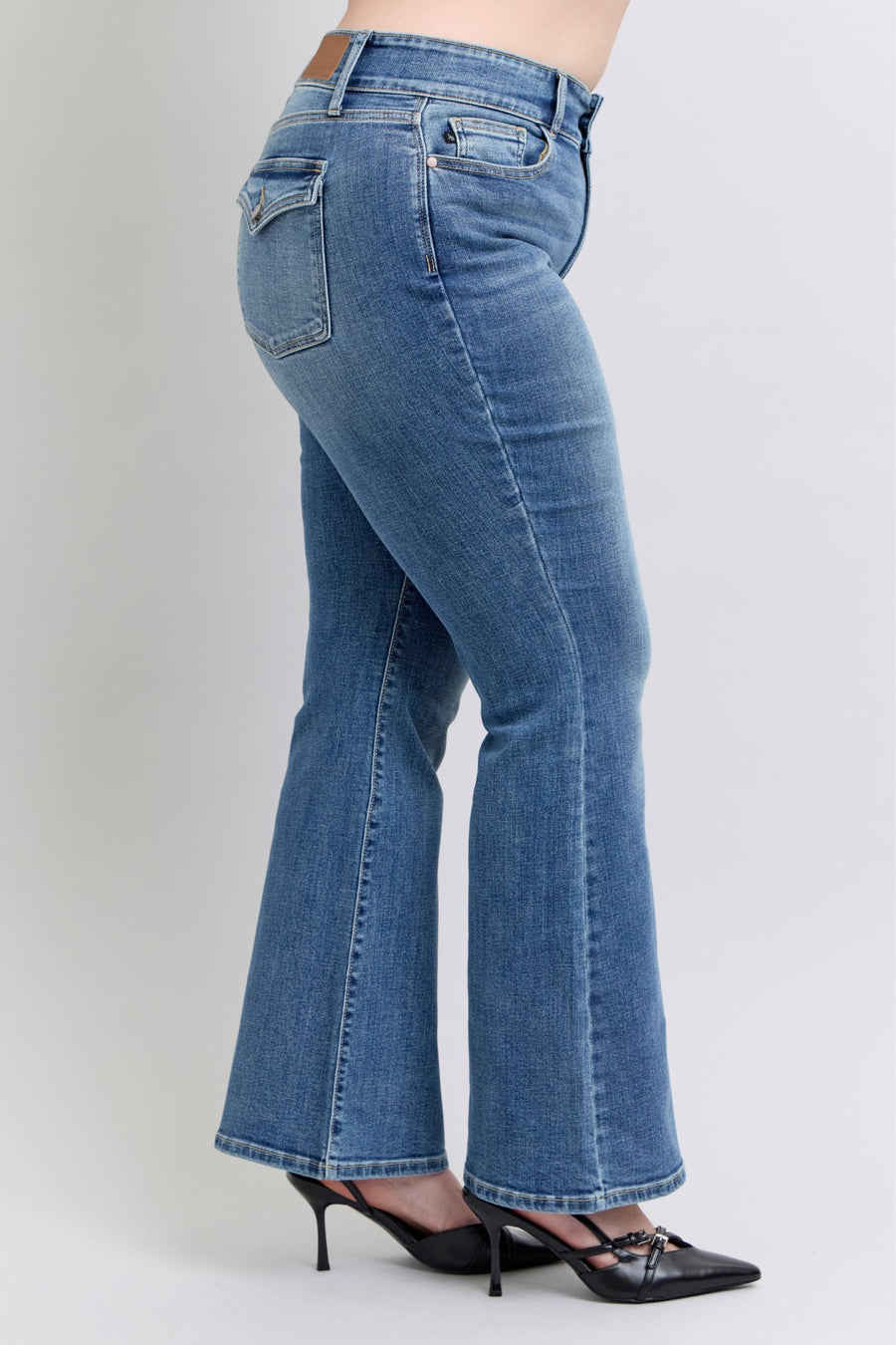 Halftime Show | High Waist Two Button Flare Jeans with Tint (Judy Blue Style 82630)