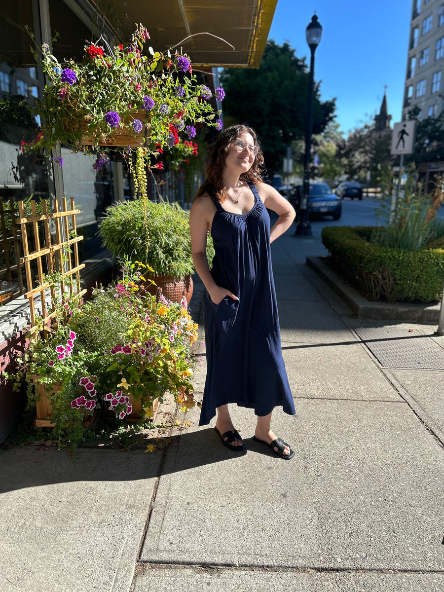 Joanna | Linen Bamboo Jumpsuit | Indigo