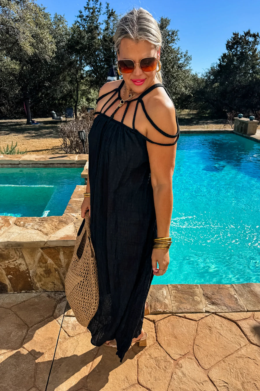 Ciao Bella | Strappy Cover Up Dress | Black