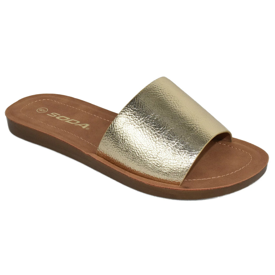 Efron | Slip On Slide Sandals | Gold Metallic *FINAL SALE*