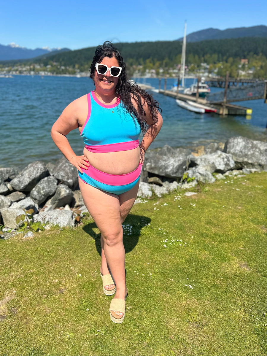 Bali Beach | Two Piece Swimsuit | Blue & Pink