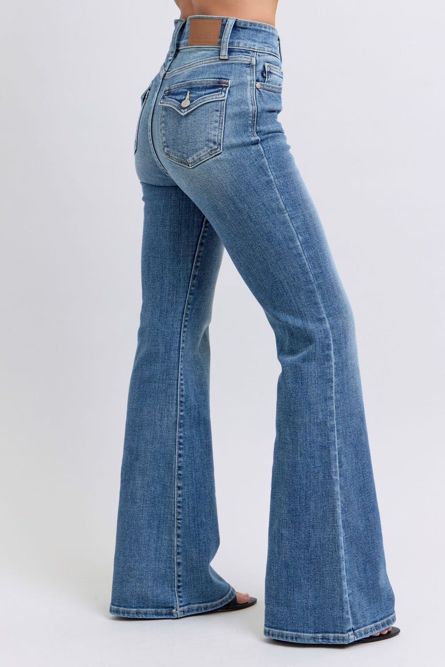 Halftime Show | High Waist Two Button Flare Jeans with Tint (Judy Blue Style 82630)