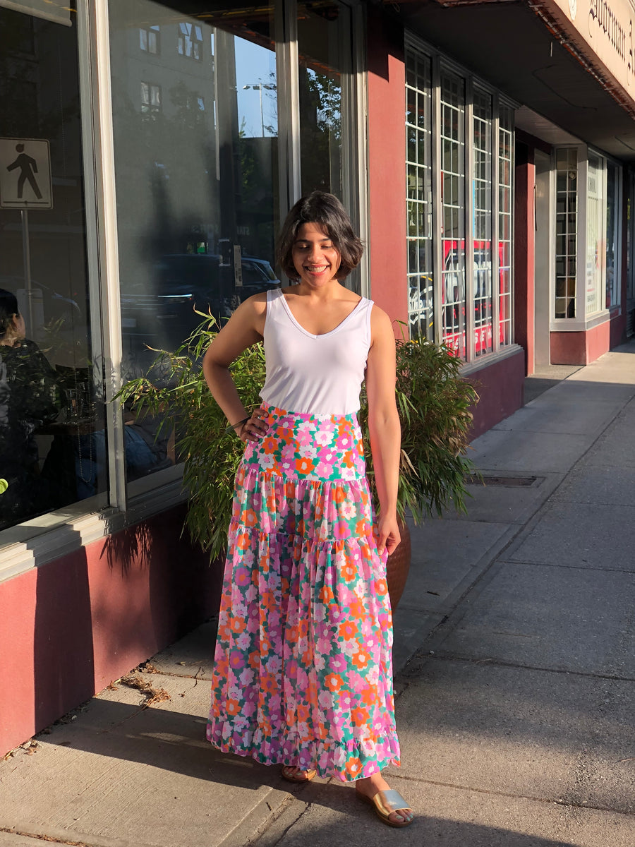 Amalfi Blooms | Swim Cover Up Skirt | Warm Flora