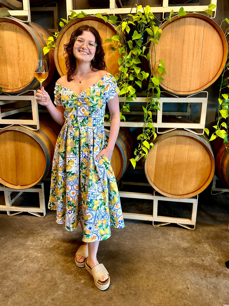 Lily | Light Blue Off Shoulder Swing Dress | Mediterranean Lemon