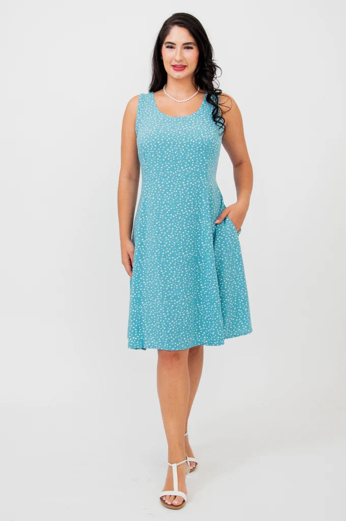 Sara Dress | Blue Polka