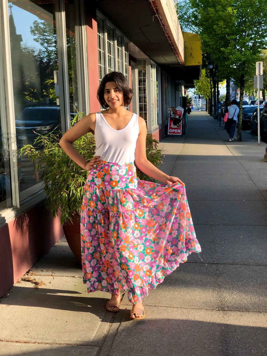 Amalfi Blooms | Swim Cover Up Skirt | Warm Flora