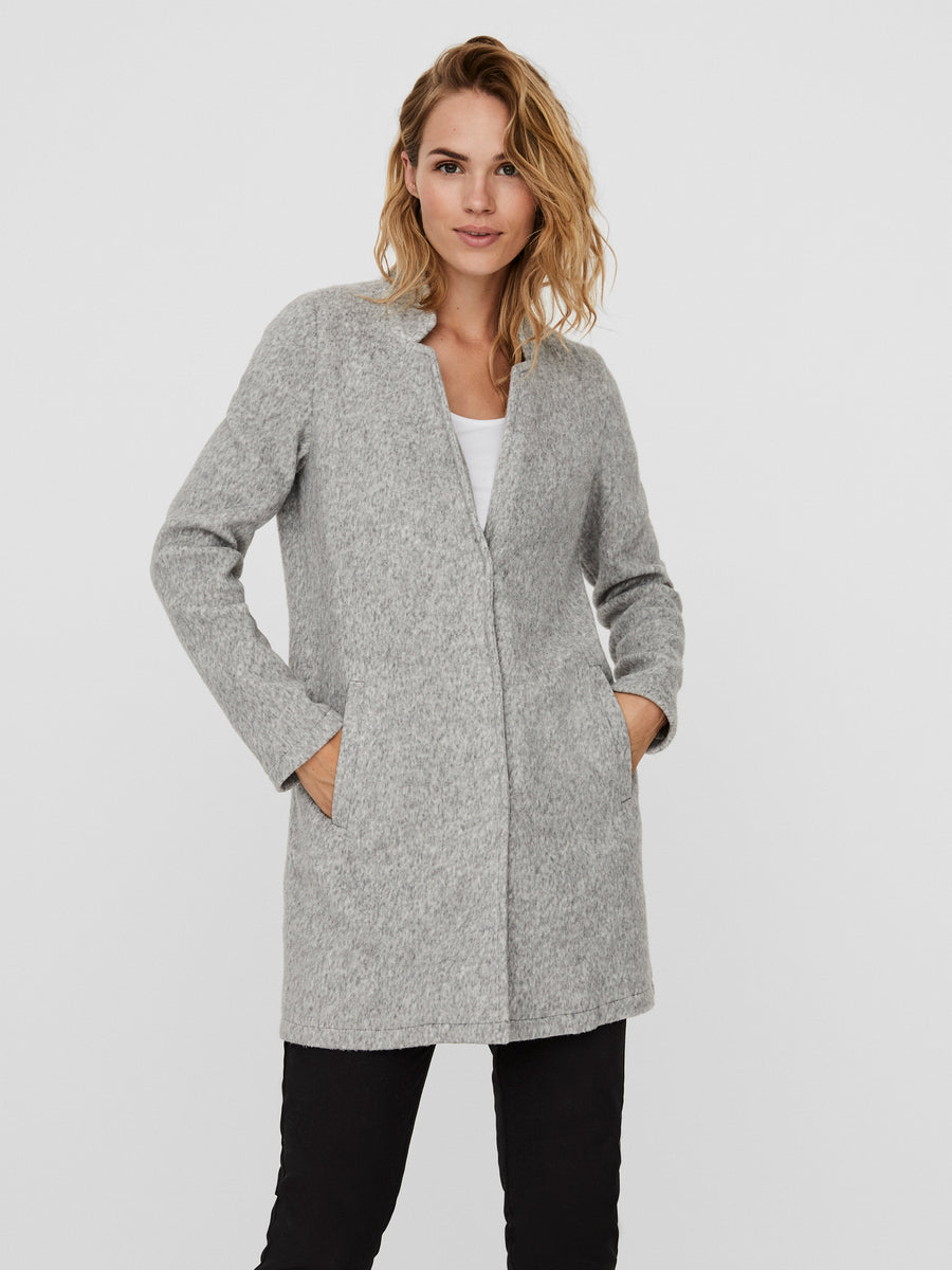 Katrine Brushed | Long Sleeve Fleece Coat | Light Grey